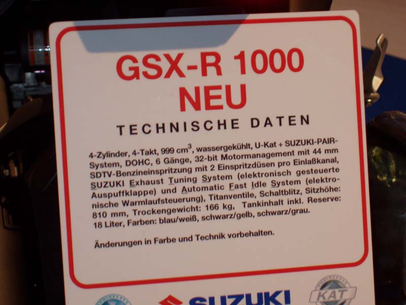 Suzuki GSX-R 1000 data